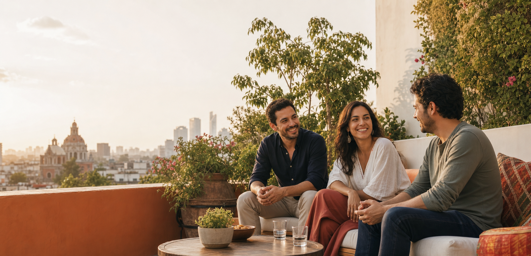Adultos conversando con discreción en México